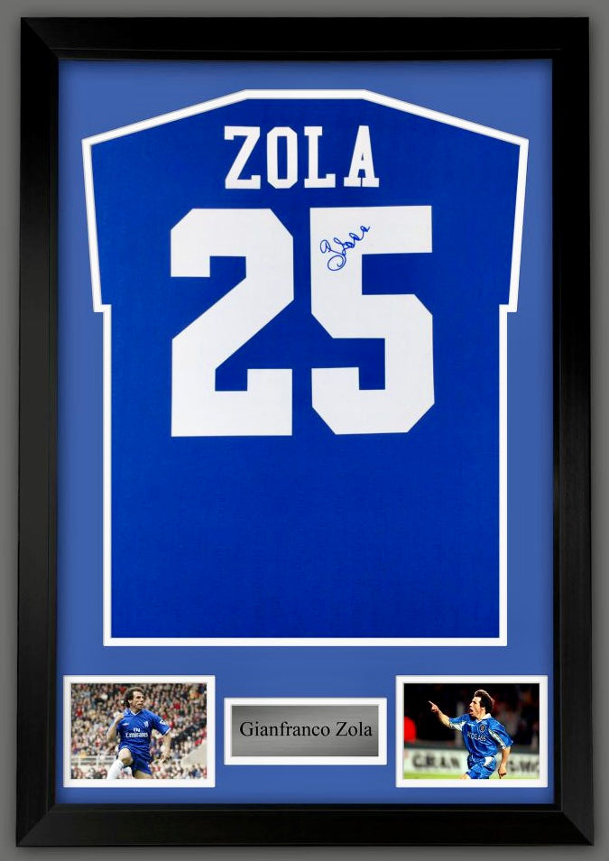 Chelsea Giancarlo Zola Autographed 25 Football Shirt with Certificate of Authenticity
