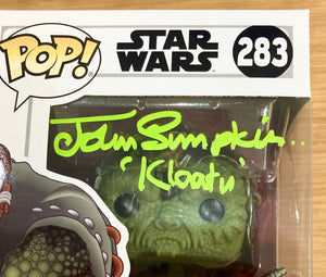 Star Wars Klaatu Smuggler’s Bounty Exclusive John Simpkin Autographed 283 Funko POP! with Triple Layer Authenticity
