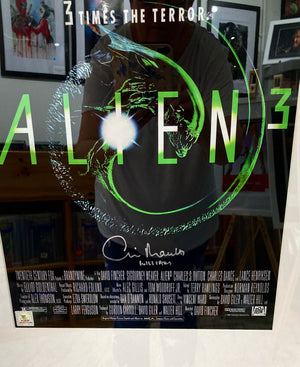 Alien 3 Clive Mantle Autographed Film Poster with Triple Layer Authenticity
