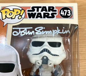 Star Wars Stormtrooper Concept Series Exclusive John Simpkin Autographed 473 Funko POP! with Triple Layer Authenticity